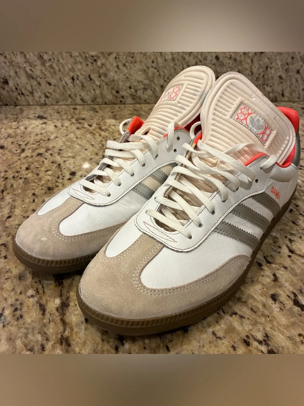 Adidas Sambas LE 2014 World Cup Mens US 10 White Silver Orange Rare HTF G98037